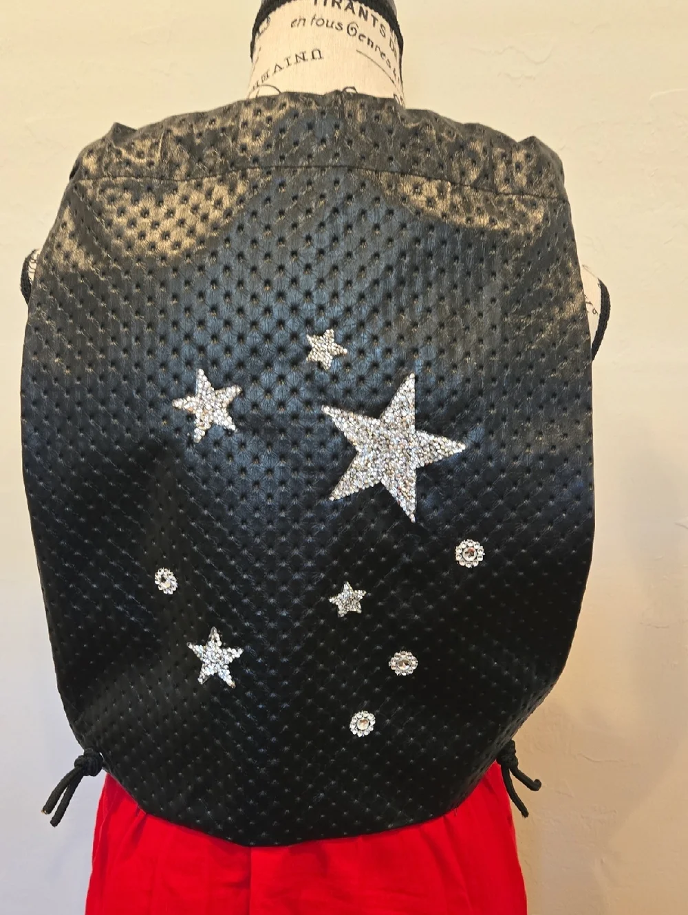 Custom Quilted Hand Studded Star Embellished Backpack. New